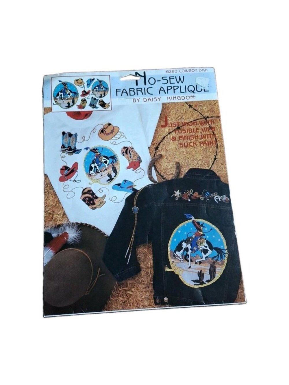 Vintage Daisy Kingdom COWBOY DAN Boots Hats No-Sew Fabric Applique-